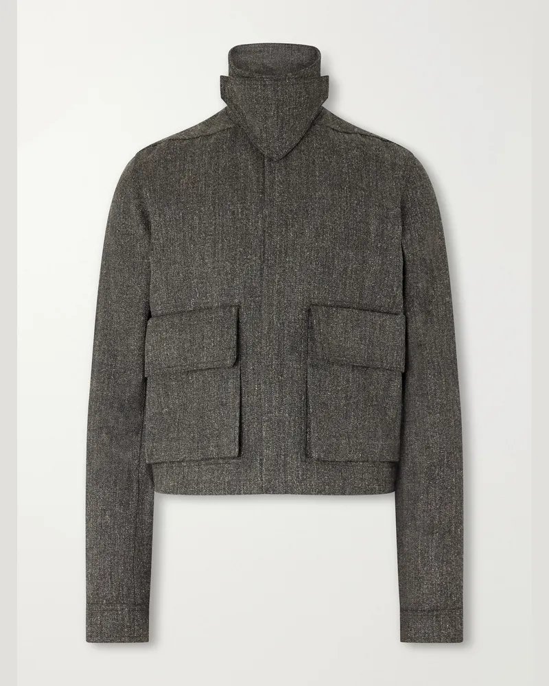 Rick Owens Tower Alice Mélange Wool Bomber Jacket Gray