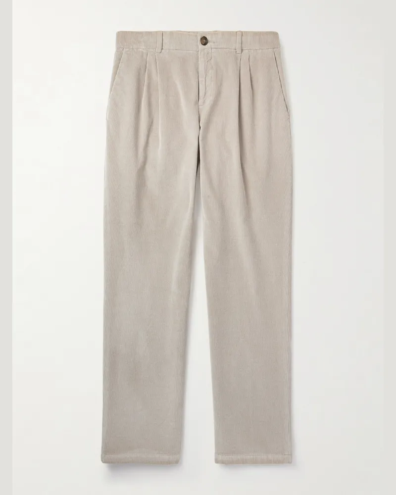 Canali Gerade geschnittene Hose aus Cord aus einer Stretch-Baumwoll-Modalmischung in Stückfärbung Neutral