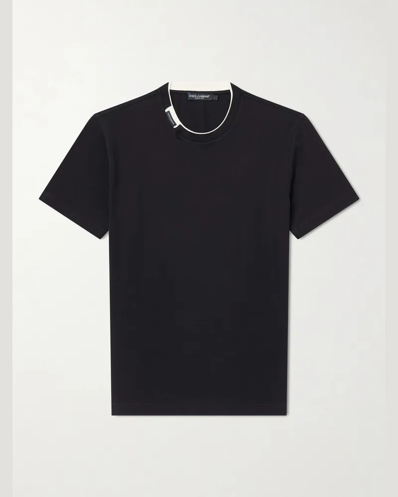 Dolce & Gabbana Logo-Appliquéd Cotton-Jersey T-Shirt Black