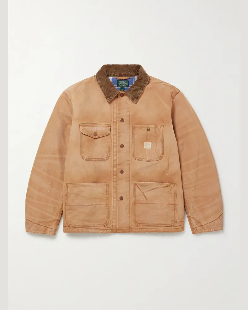 Ralph Lauren Polo Country Arbeitsjacke aus recyceltem Canvas mit Cordkragen und Distressed-Details Neutral