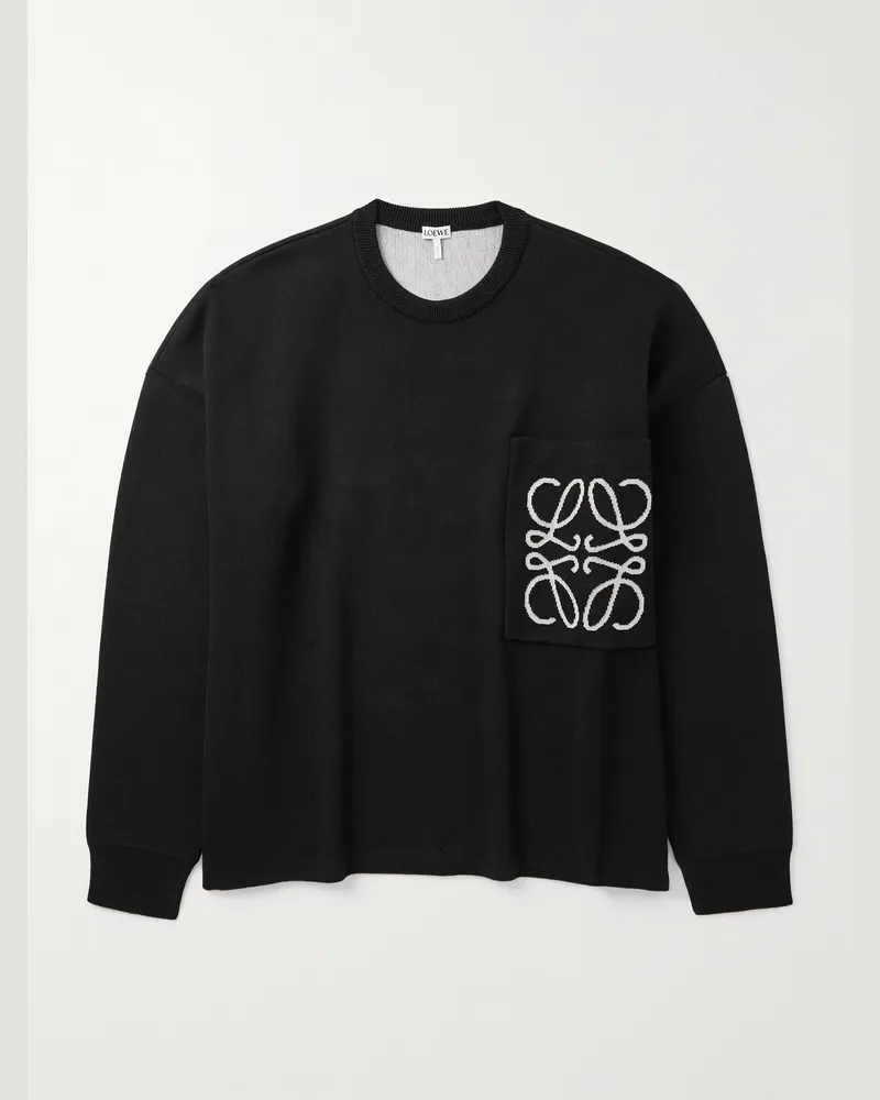 Loewe Strickpullover mit „Anagram“-Intarsienlogomotiv Schwarz