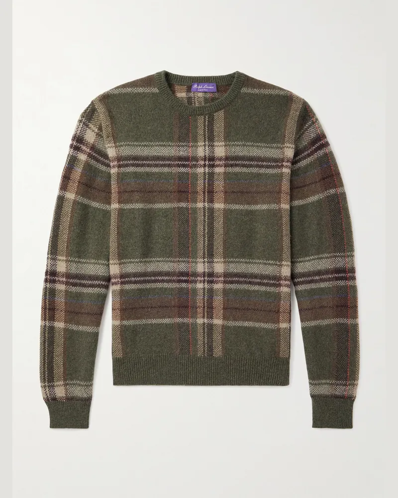 Ralph Lauren Checked Alpaca-Blend Sweater Green