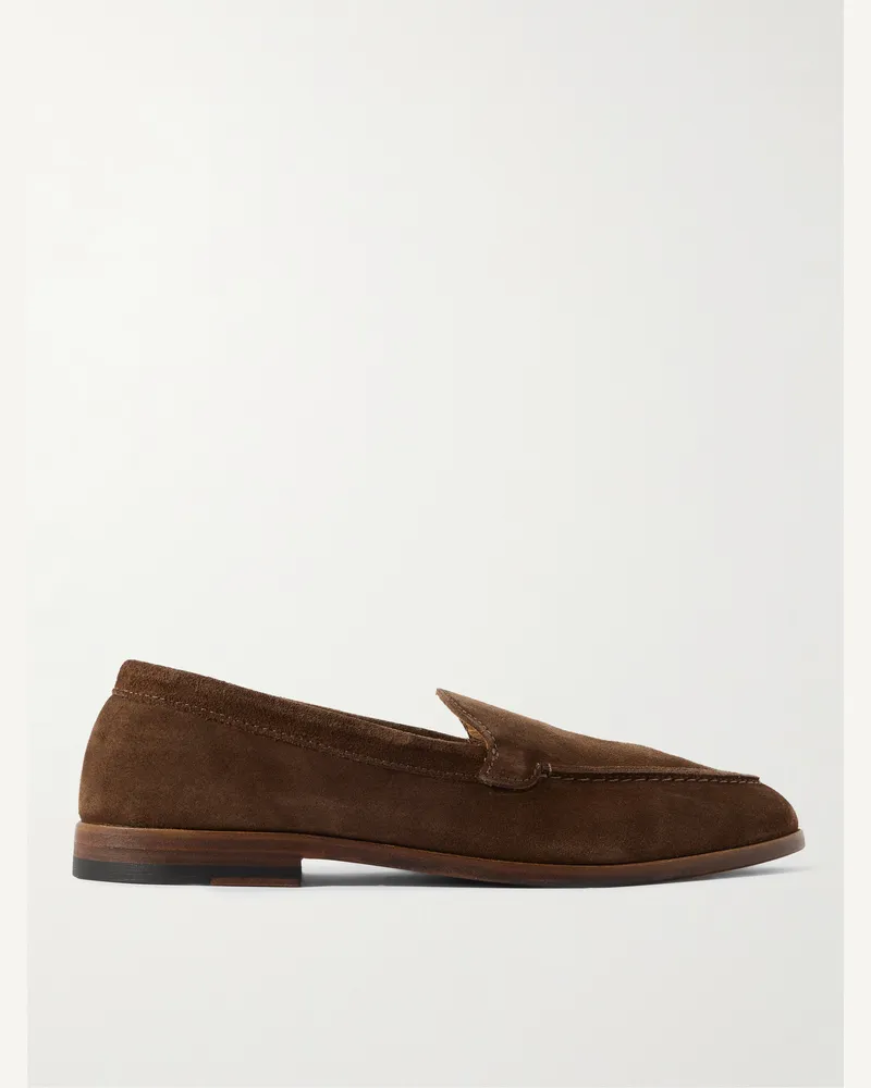 Drake's Henri Summer Suede Loafers Brown