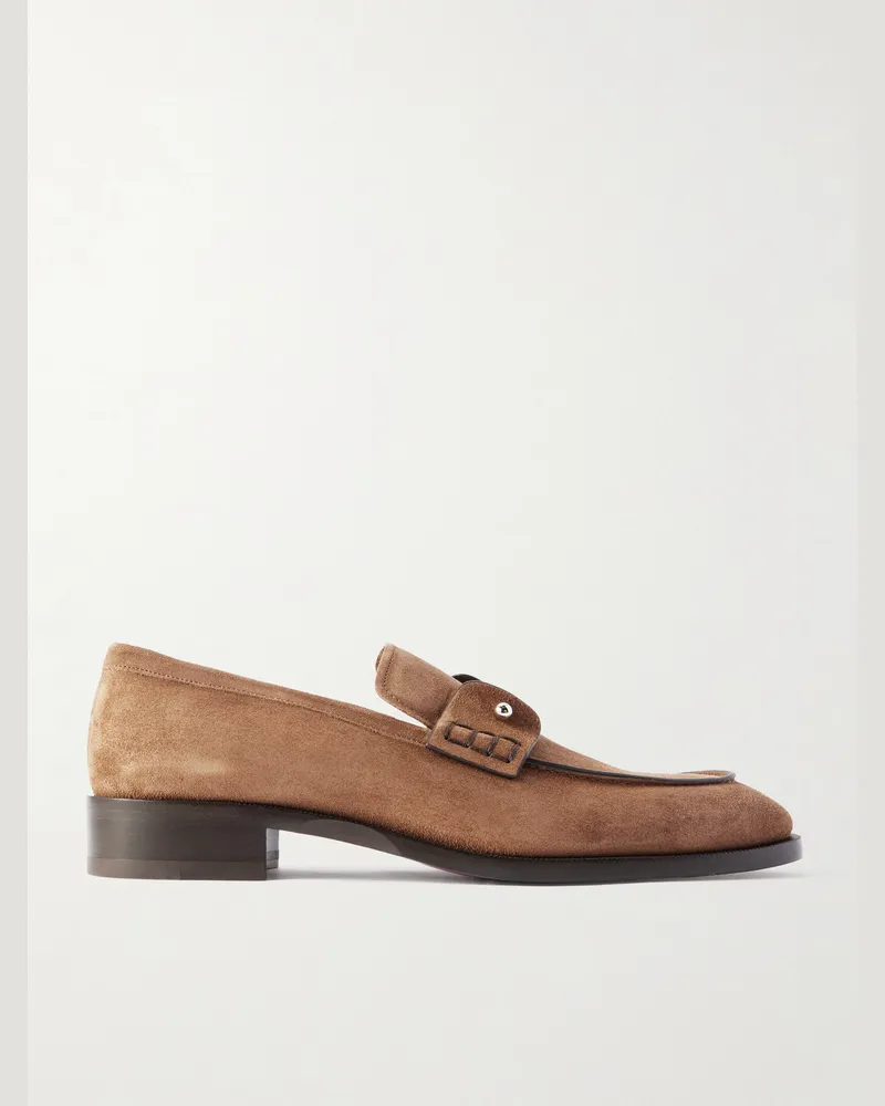 Christian Louboutin Chambelimoc Loafers aus Veloursleder mit Verzierung Braun