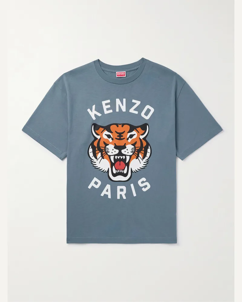 Kenzo Lucky Tiger T-Shirt aus Baumwoll-Jersey mit Logoprint Blau