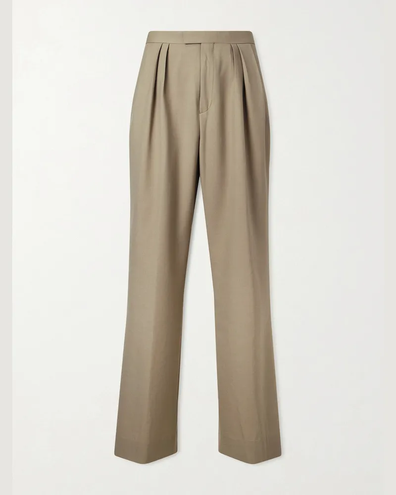 Dries van Noten Gerade geschnittene Hose aus Twill aus einer Woll-Mohairmischung Neutral