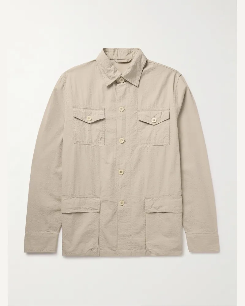 Sid Mashburn Hemdjacke aus Baumwoll-Seersucker Neutral