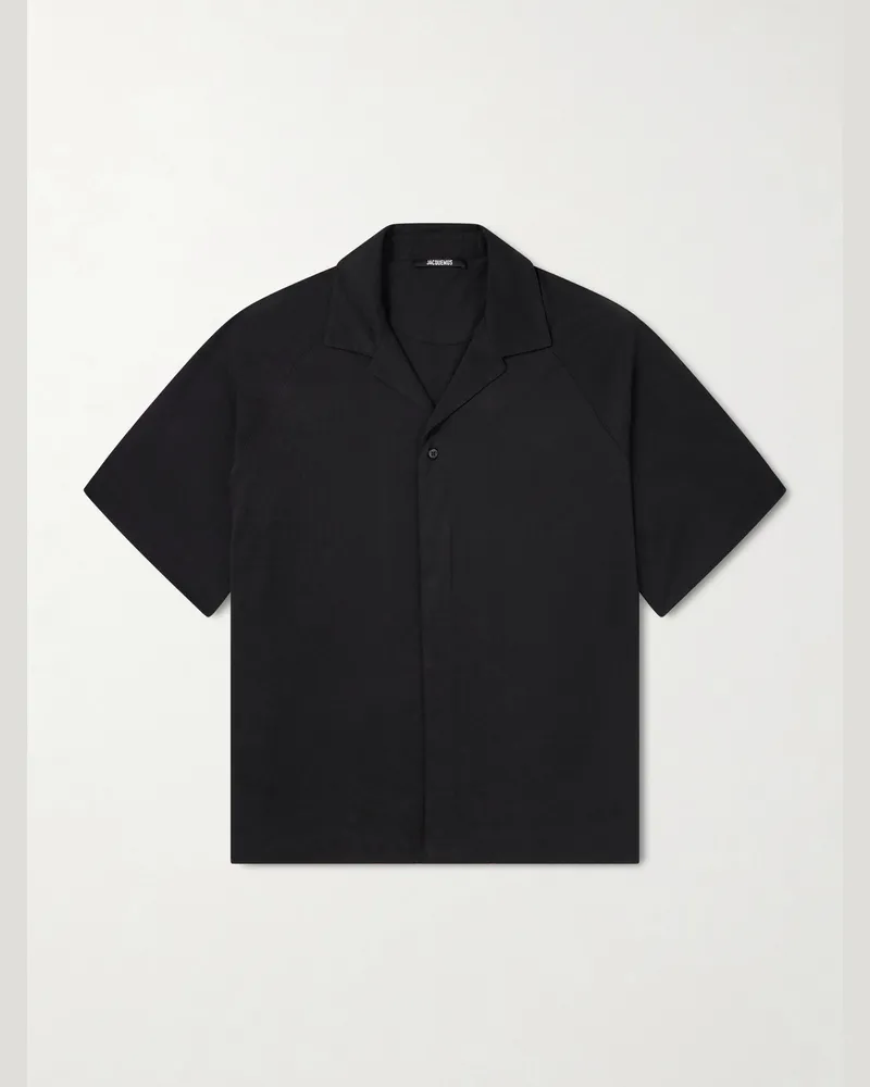 Jacquemus La Chemise Jean Atelier Camp-Collar Jersey Shirt Black