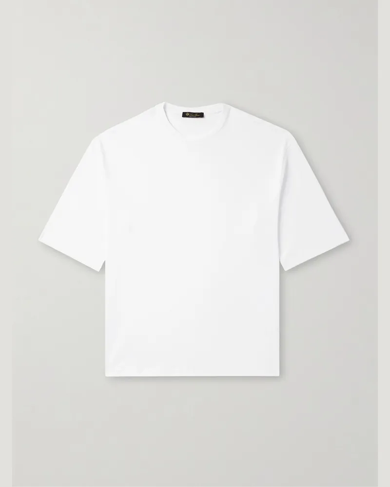 Loro Piana Tremezzo T-Shirt aus Sea-Island-Baumwoll-Jersey Weiß