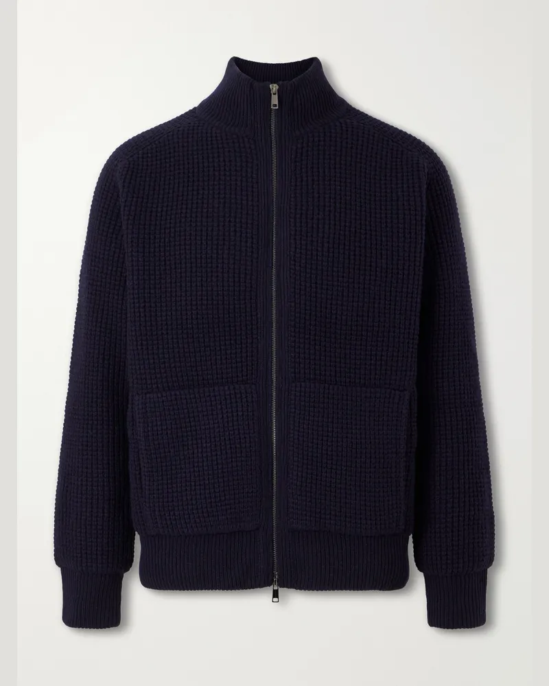 Altea Padded Virgin Wool Bomber Jacket Blue