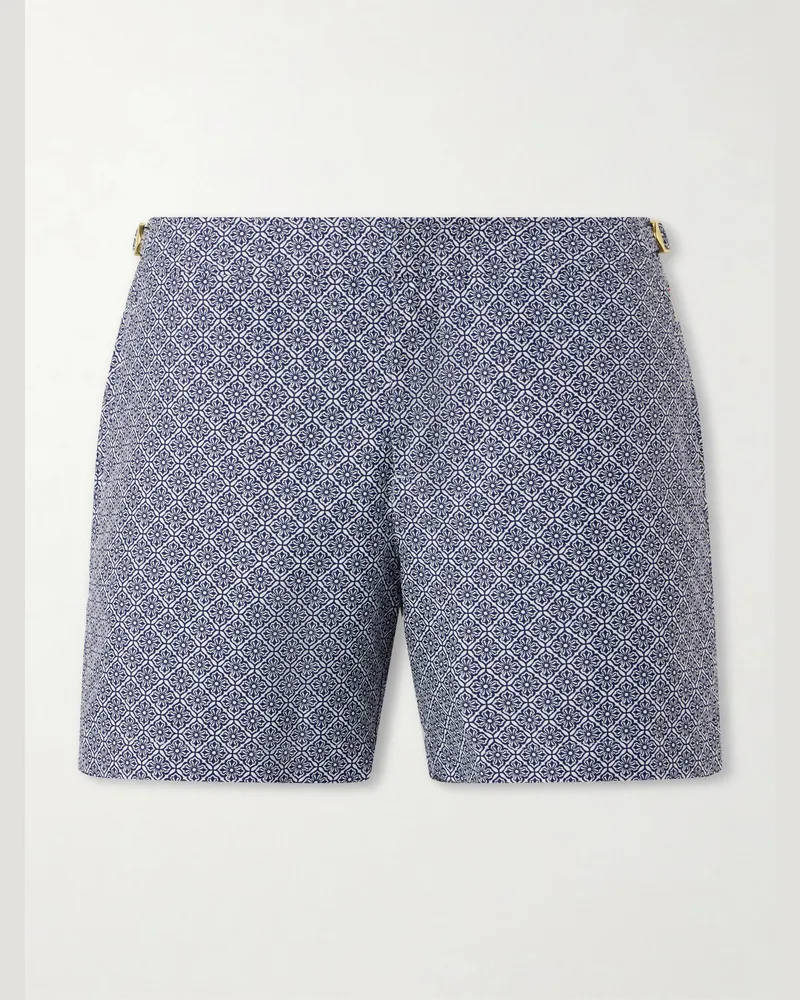 Orlebar Brown Bulldog Straight-Leg Mid-Length Printed Swim Shorts Blue