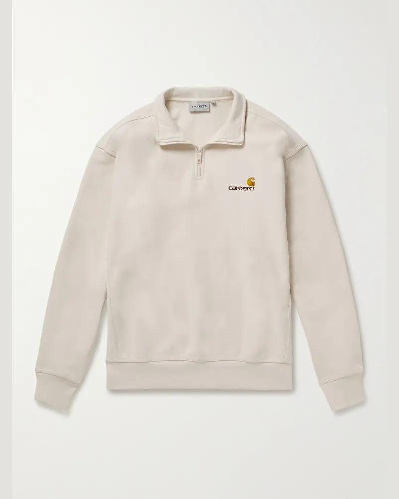 Carhartt WIP American Script Sweatshirt aus Jersey aus einer Baumwollmischung mit kurzem Reißverschluss Neutral