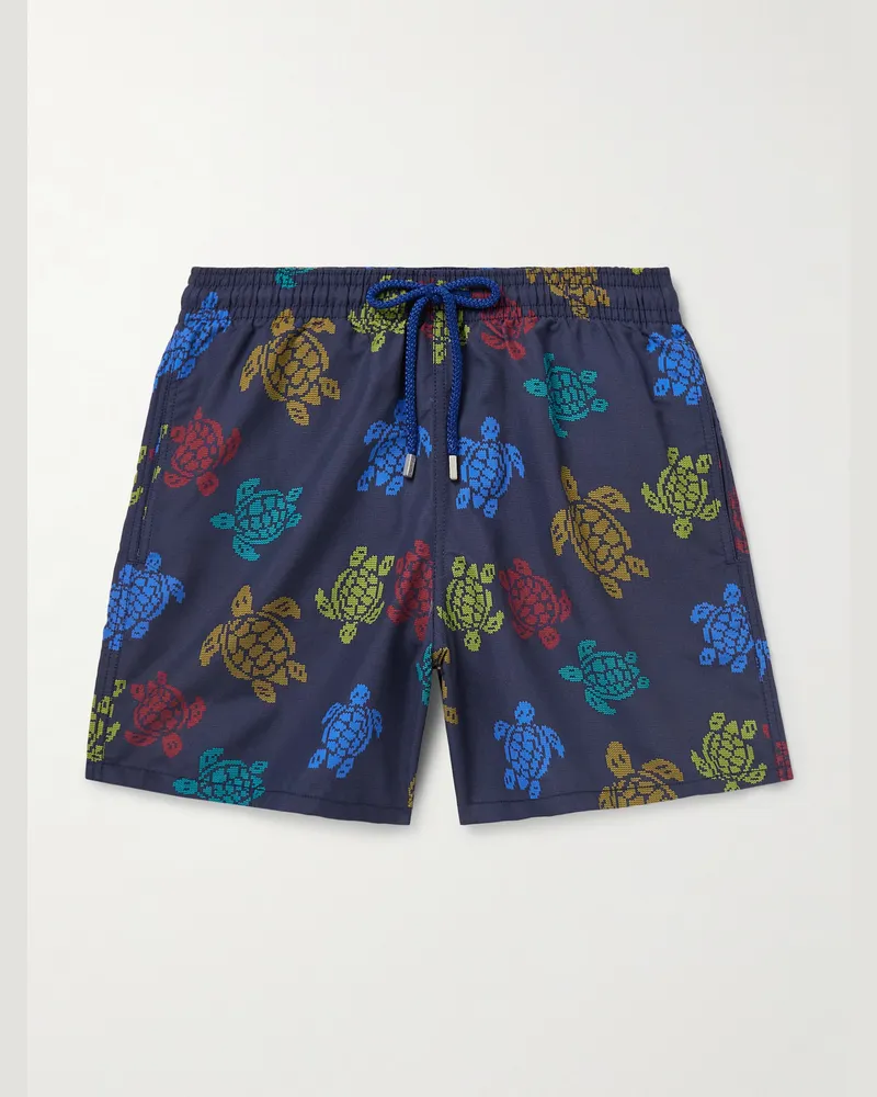 Vilebrequin Moorea gerade geschnittene mittellange Badeshorts aus ECONYL Blau