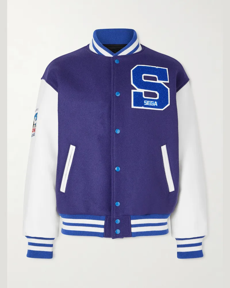 SAINT MXXXXXX SEGA Collegejacke aus einer Wollmischung und Leder Blau