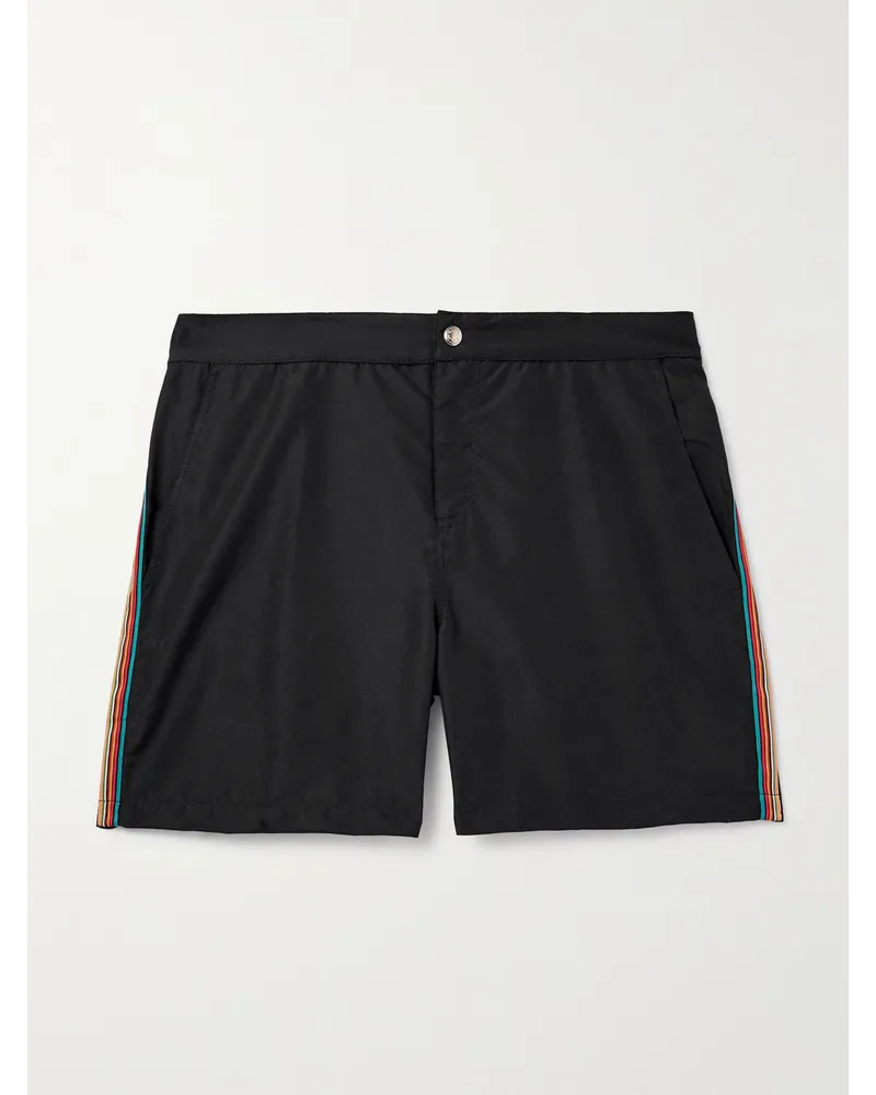 Paul Smith Schmal geschnittene mittellange Badeshorts aus recyceltem Material mit Streifen Schwarz