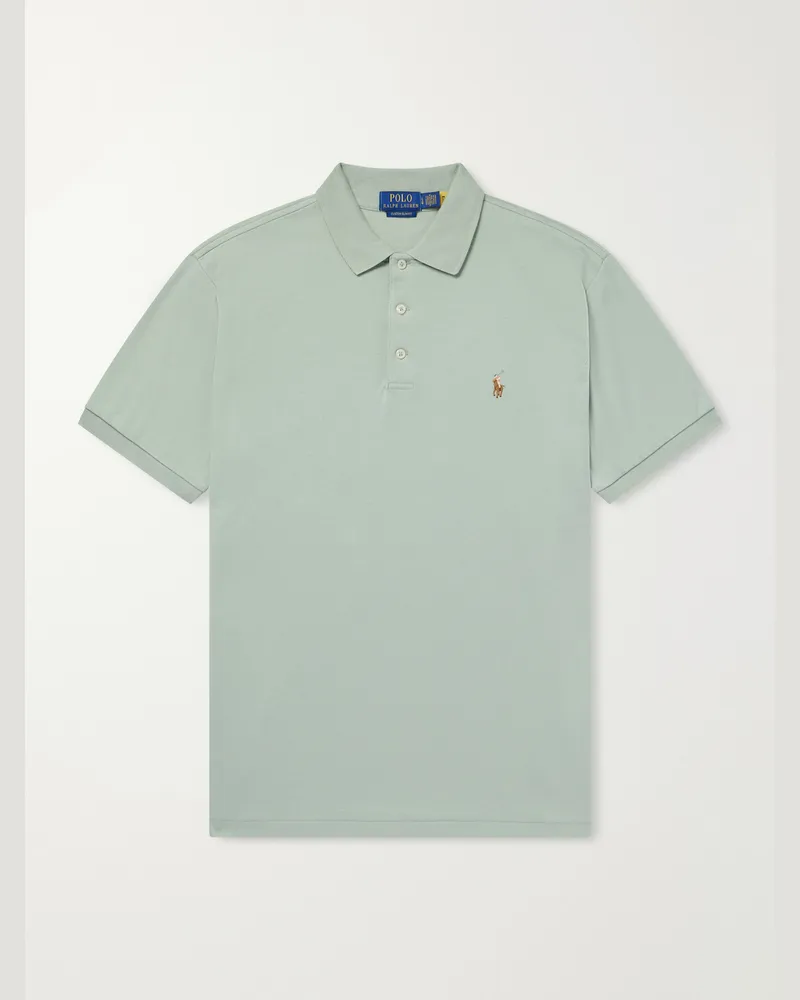 Ralph Lauren Logo-Embroidered Cotton-Jersey Polo Shirt Green