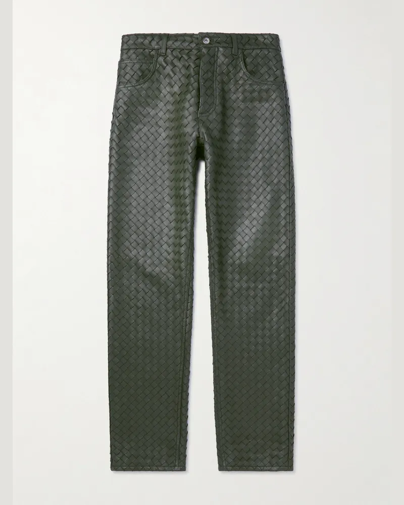 Bottega Veneta Hose aus Intrecciato-Leder Grün