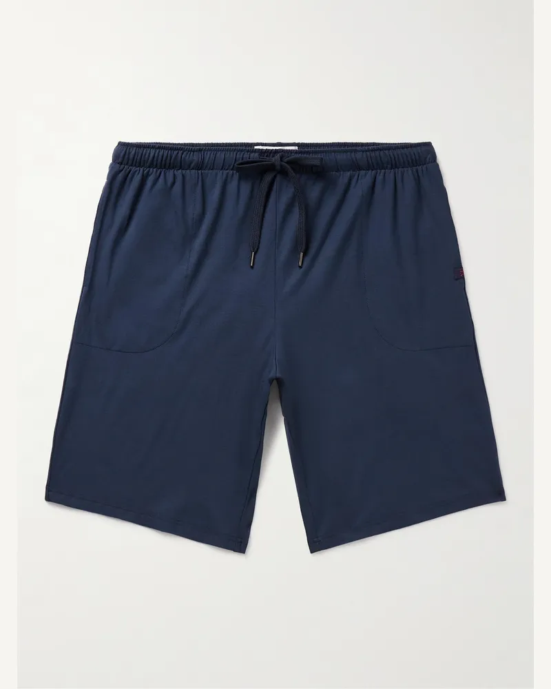 Derek Rose Basel 1 Stretch Micro Modal Jersey Pyjama Shorts Blue