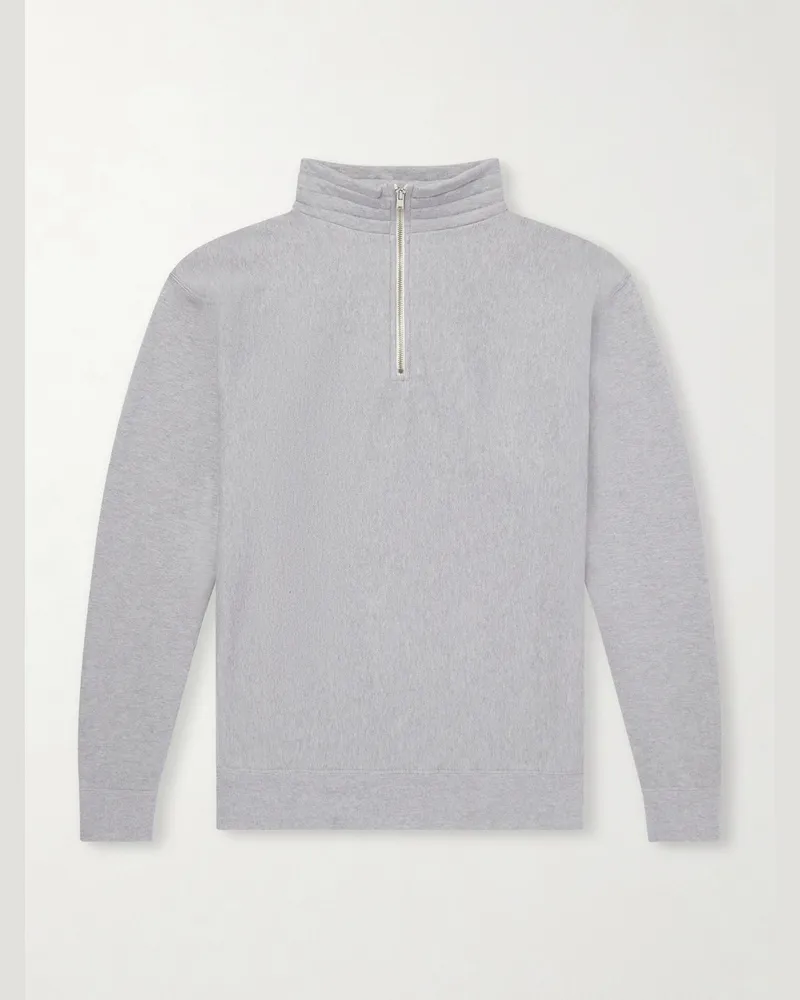 Kaptain Sunshine Suvin Cotton-Jersey Half-Zip Sweatshirt Gray