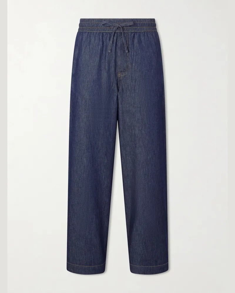 Loewe Anagram-Detailed Wide-Leg Jeans Blue