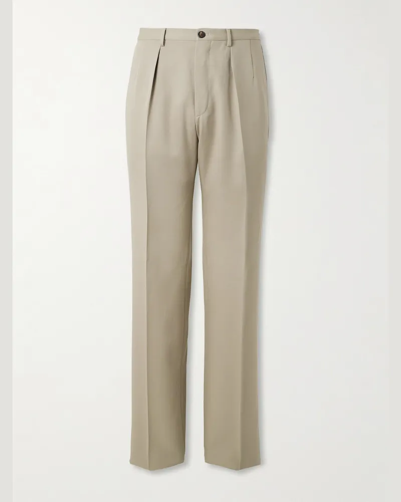 Incotex Gerade geschnittene Hose aus Wollgabardine mit Falten Neutral