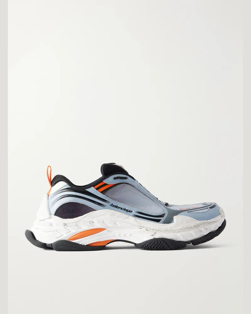 Balenciaga Triple S.2 Rubber-Trimmed Mesh Sneakers Blue