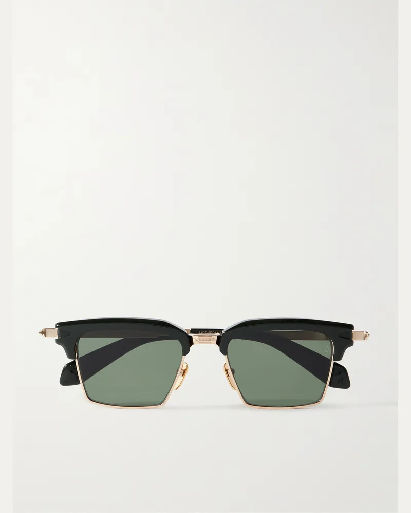 Jacques Marie Mage Alin goldfarbene Sonnenbrille mit D-Rahmen und Details aus Azetat Gold