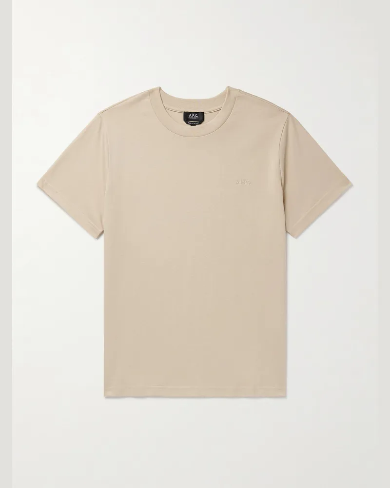 A.P.C. T-Shirt aus Biobaumwoll-Jersey mit Logostickerei Neutral