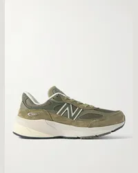 New Balance 990v6 Sneakers aus Veloursleder und Mesh mit Lederbesatz Grün