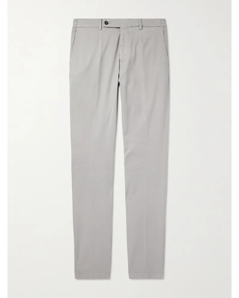 Thom Sweeney Gerade geschnittene Chino aus Twill aus einer Stretch-Lyocell-Baumwollmischung Grau