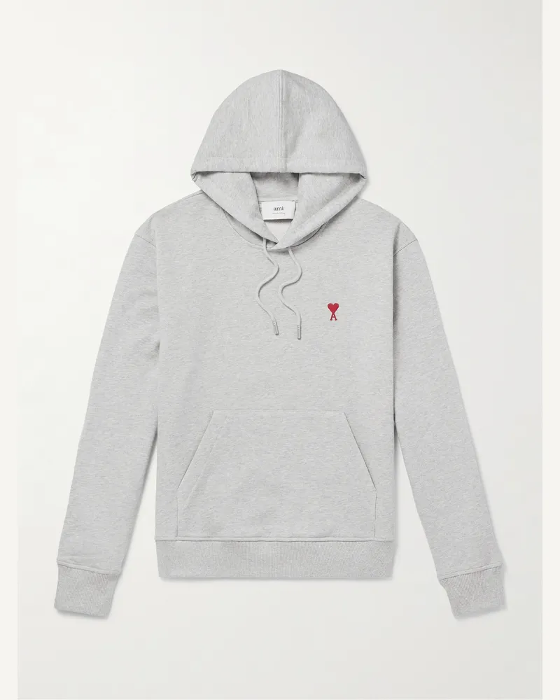AMI Paris Hoodie aus Biobaumwoll-Jersey mit Logostickerei Grau