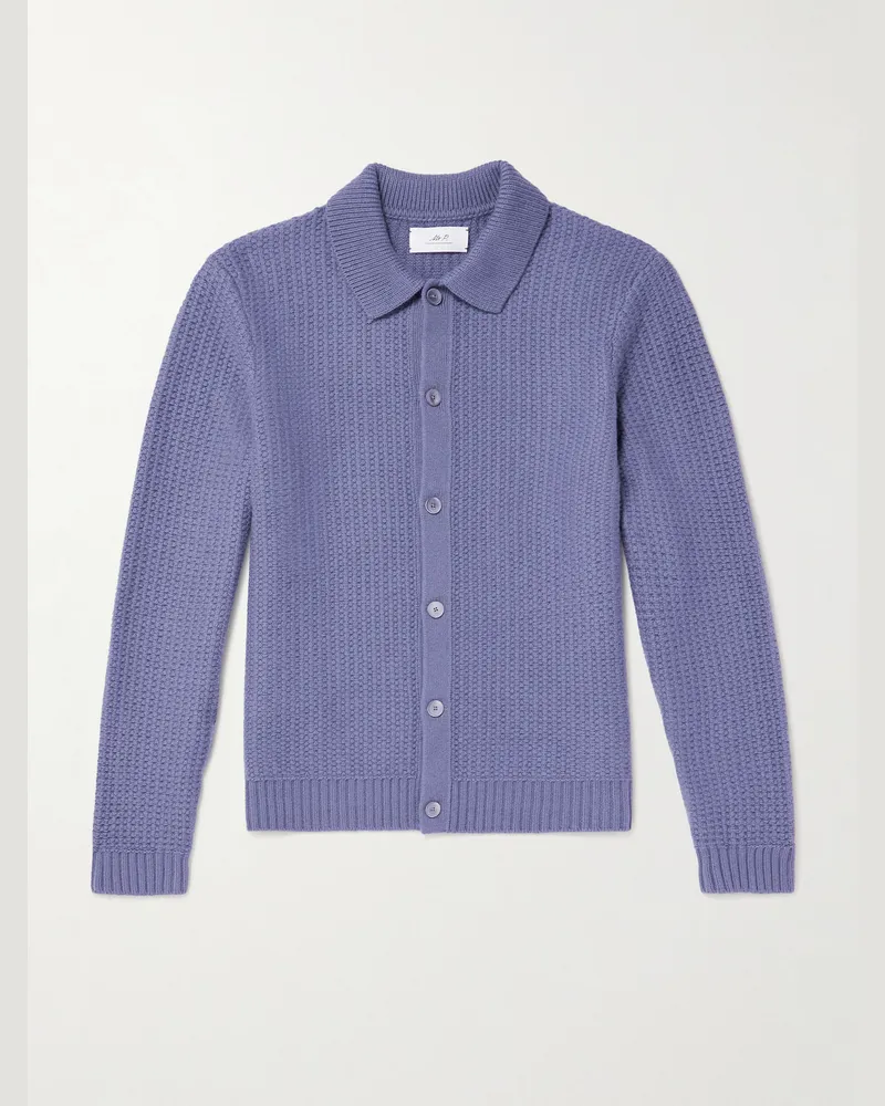 MR P. Textured Wool and Cashmere-Blend Overshirt Blue