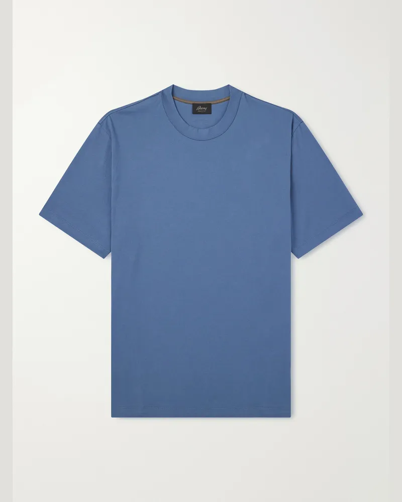 Brioni Cotton-Jersey T-Shirt Blue