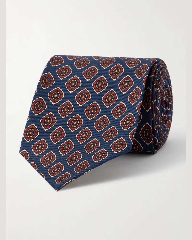 Rubinacci Krawatte aus Seiden-Jacquard, 9 cm Blau
