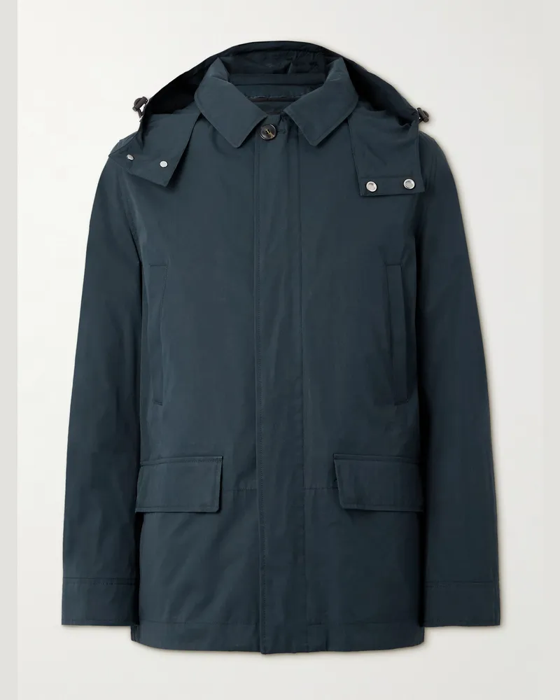 Yves Salomon Parka aus Twill aus einer Baumwollmischung Blau