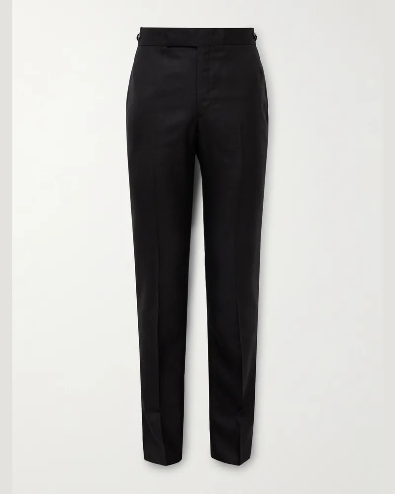 Gabriela Hearst Sebastian schmal und gerade geschnittene Hose aus Twill aus einer Mischung aus Wolle, Seide und Leinen Schwarz