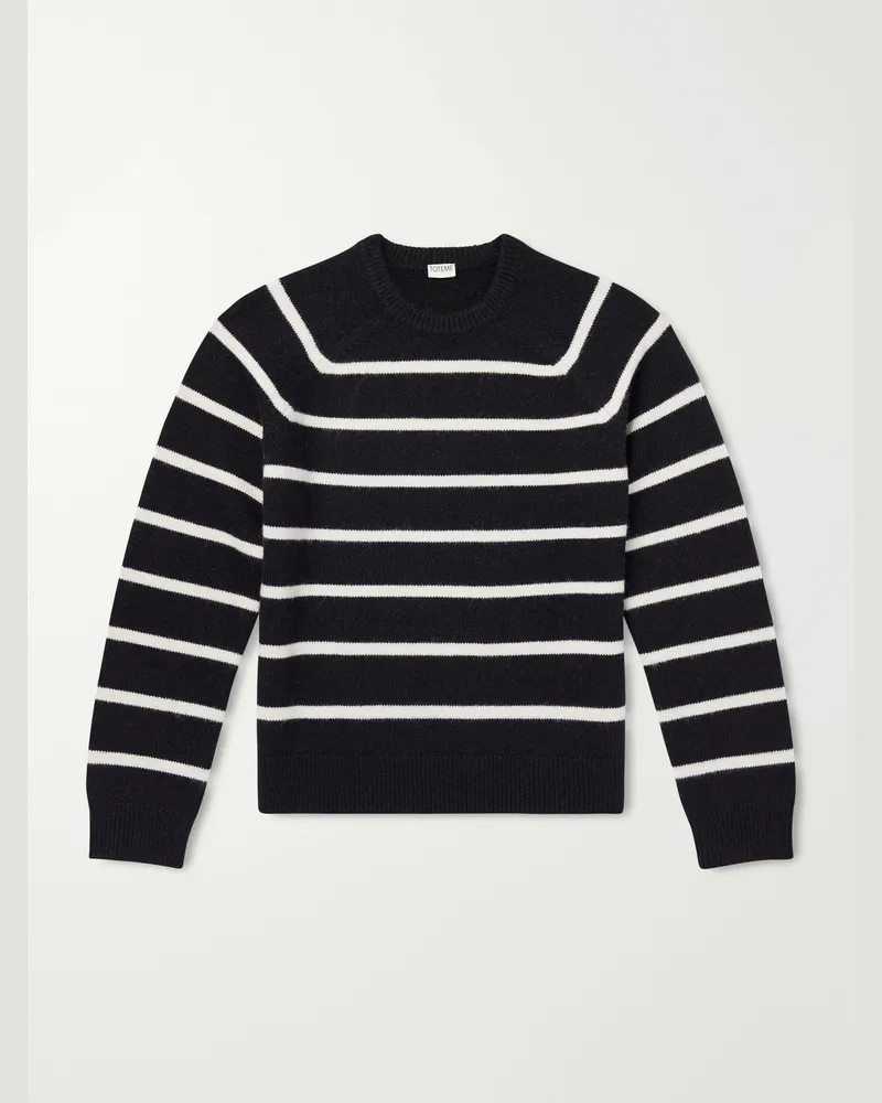 Totême Striped Alpaca and Cashmere-Blend Sweater Black