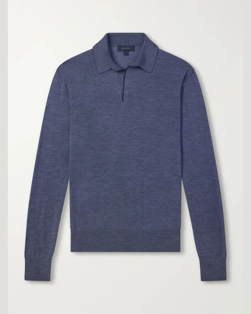 SEASE Lasca Virgin Wool Polo Sweater Blue