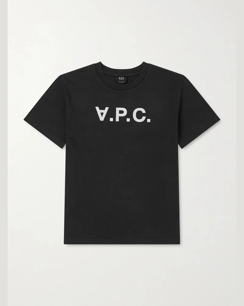 A.P.C. Standard Grand VPC Logo-Flocked Organic Cotton-Jersey T-Shirt Black