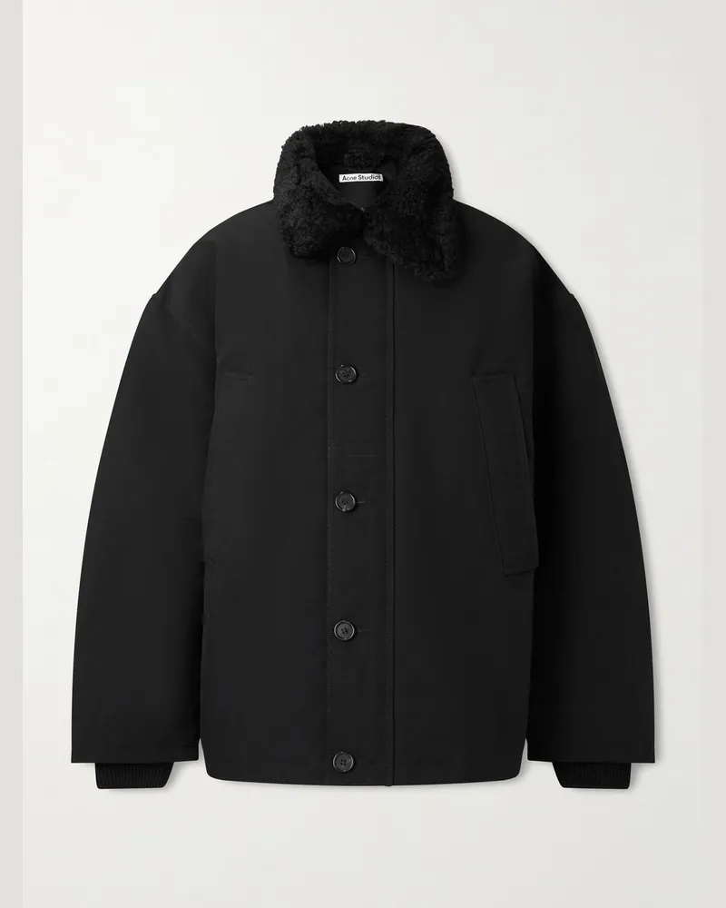 Acne Studios Omanti Shearling-Trimmed Padded Peached-Nylon Parka Black