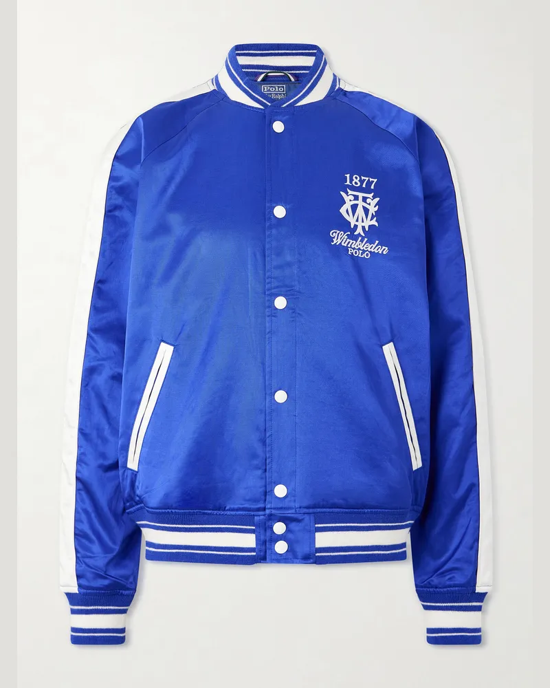 Ralph Lauren Wimbledon Cotton-Blend Woven Bomber Jacket Blue