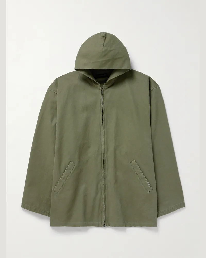 Balenciaga Kapuzenjacke aus Baumwoll-Canvas Grün
