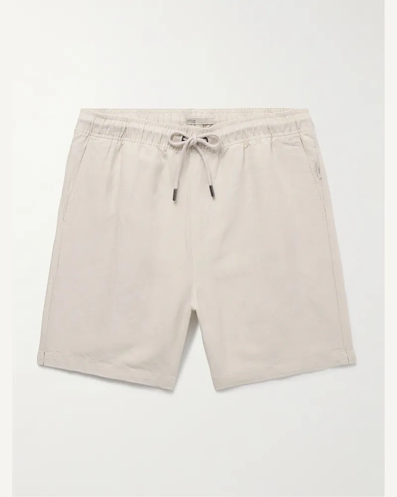 Onia Air gerade geschnittene Shorts aus einer Leinen-Lyocell-Mischung mit Kordelzugbund Neutral