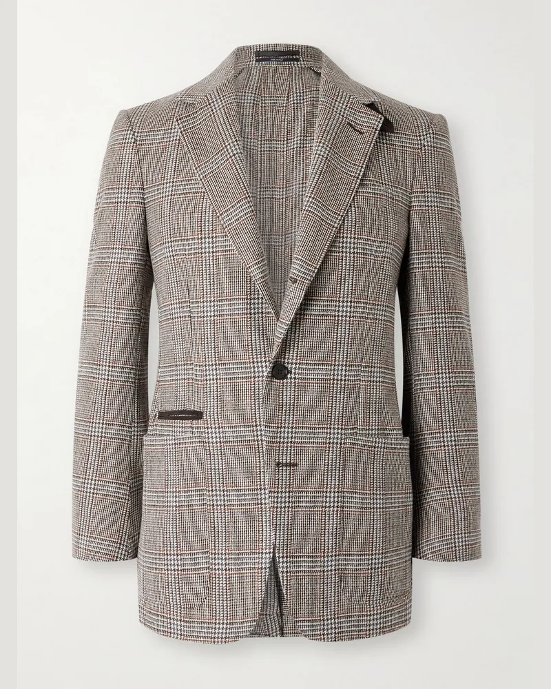 Dunhill Sakko aus einer Woll-Kaschmirmischung mit Glencheck-Muster Schwarz