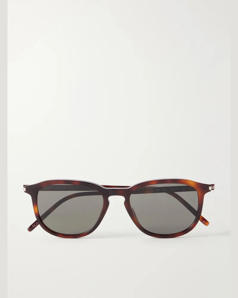 Saint Laurent SL 939 Round-Frame Recycled Acetate Sunglasses Brown