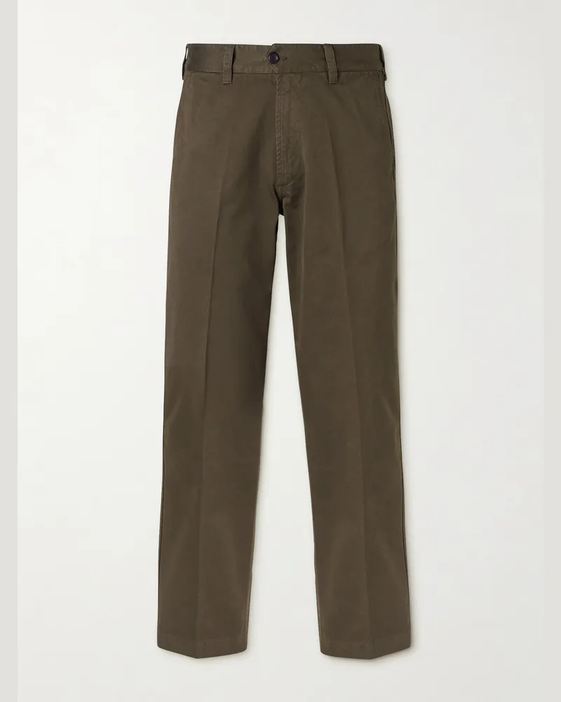 Drake's HIM Straight-Leg Cotton-Twill Chinos Green