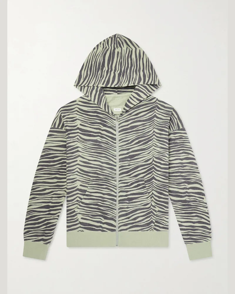 Visvim Jumbo Printed Cotton Zip-Up Hoodie Green