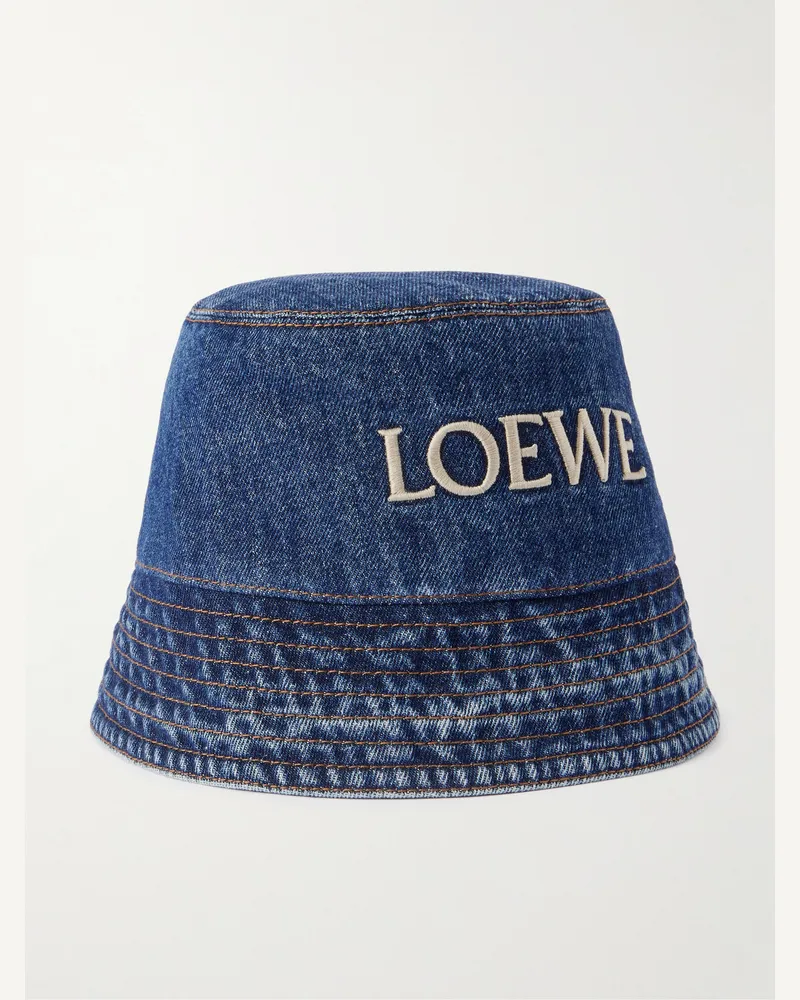 Loewe Paula Ibiza Fischerhut aus Denim mit Logostickerei Blau