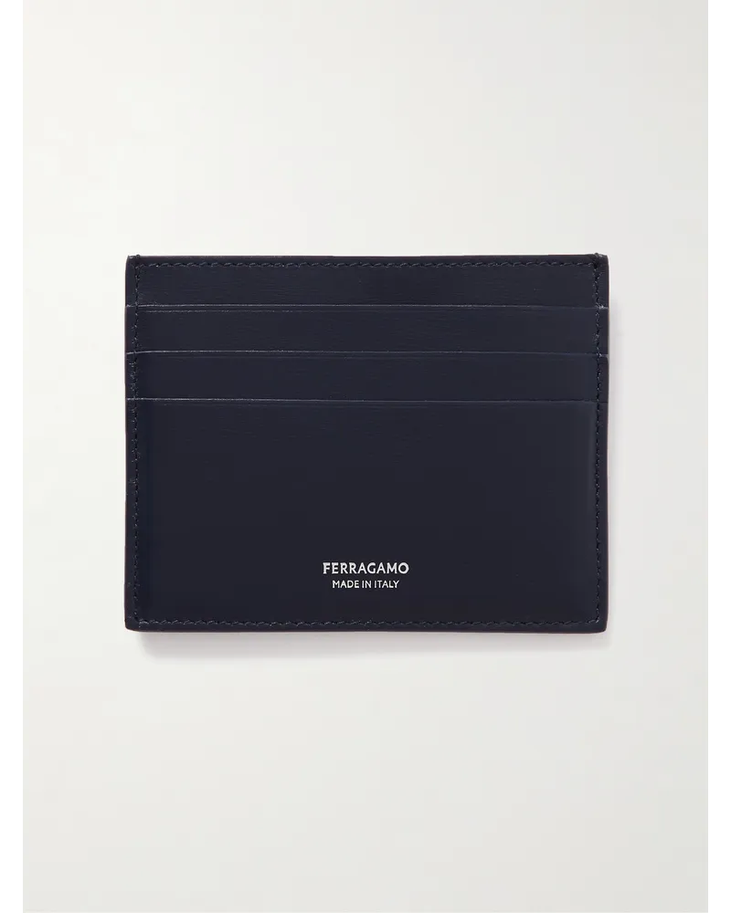 Ferragamo Kartenetui aus Leder mit Logoprint Blau