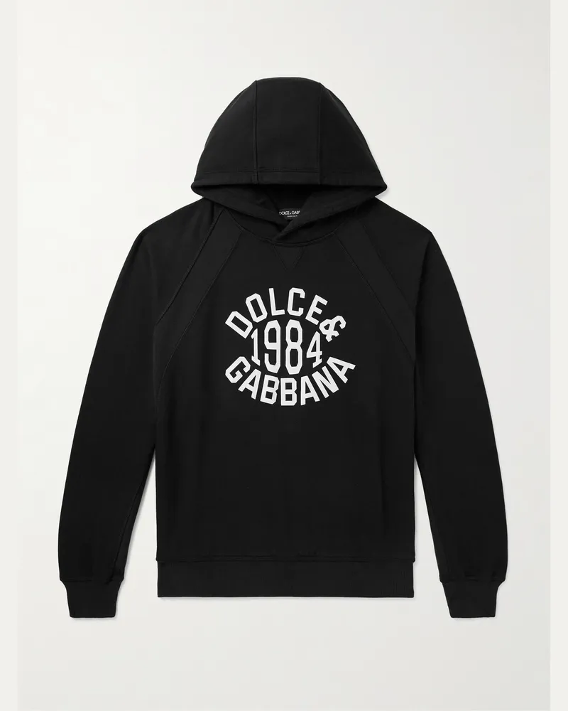 Dolce & Gabbana Hoodie aus Baumwoll-Jersey mit Logoprint Schwarz
